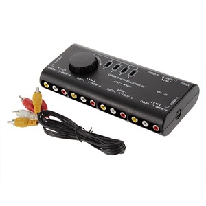 <strong>4</strong> in <strong>1</strong> Out AV RCA <strong>Switch</strong> Box AV Audio Video Signal Switcher <strong>Splitter</strong> <strong>4</strong> Way Selector with RCA Cable for Television DVD VCD TV