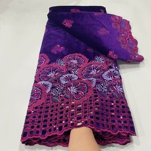 tela de encaje de terciopelo天鹅绒材料迪拜亮片天鹅绒刺绣镂空蕾丝面料女装韩版天鹅绒