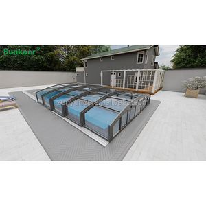 高品质隔热强风阻游泳池实心盖高铝型材伸缩泳池外壳 - Product Image 2