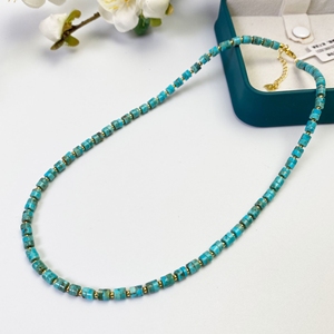 Sıcak satış 925 takı gümüş zincir kolye turkuaz Faceted boncuk Diy kolye