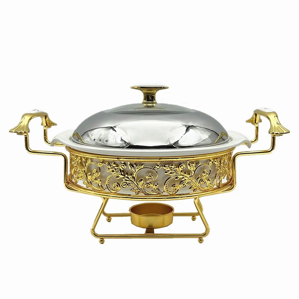 High Quality Gold Ceramic Food Warmer Set 11Inches Buffet Chafing Dishes For Catering For Restaurant Wedding Party