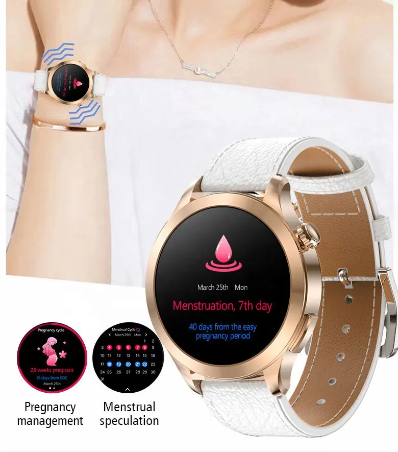 BM30 dame or deux sangles montre intelligente mode luxe 1.3 "AMOLED BT appel femmes femme IP67 BM30 détection de graisse corporelle Smartwatch