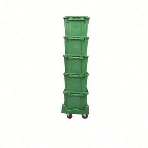 Cajas de almacenamiento de plástico plegables grandes de alta calidad, contenedores móviles apilables baratos con estructura perforada de tapa - Product Image 5