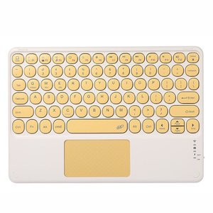 Factory Wholesale Multicolor 10 Inch Wireless BT <strong>Keyboard</strong> Retro Round <strong>Keys</strong> with Touchpad for windows IOS Android Tablet PC - Product Image 3