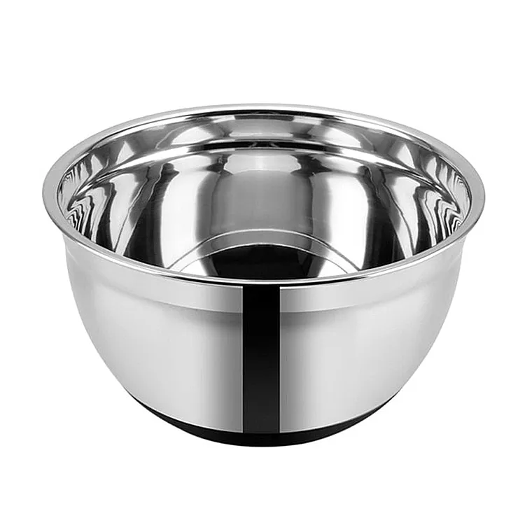 Mangkuk Pencampur Silikon Diy, Tempat Penyimpanan Salad Stainless Steel Anti Selip Warna 3QT