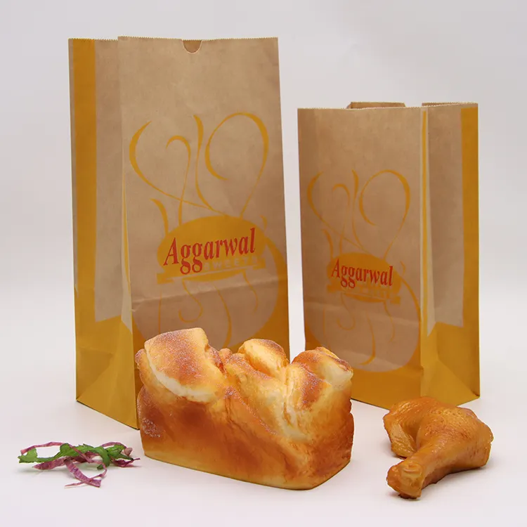 Kingwin Custom Logo Fett dichte Kraft verpackung zum Mitnehmen Fast-Food-Papiertüten zum Grillen von gebratenem Huhn