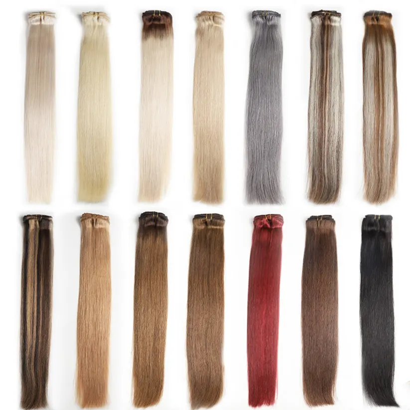 Extensions de cheveux 100 humains avec clip, double trame, 22 pouces, 100% cheveux humains vierges de la plus haute qualité, demi-perruque remy avec clip
