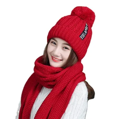 high quality winter multicolour knit beanie scarf 2 in 1 set