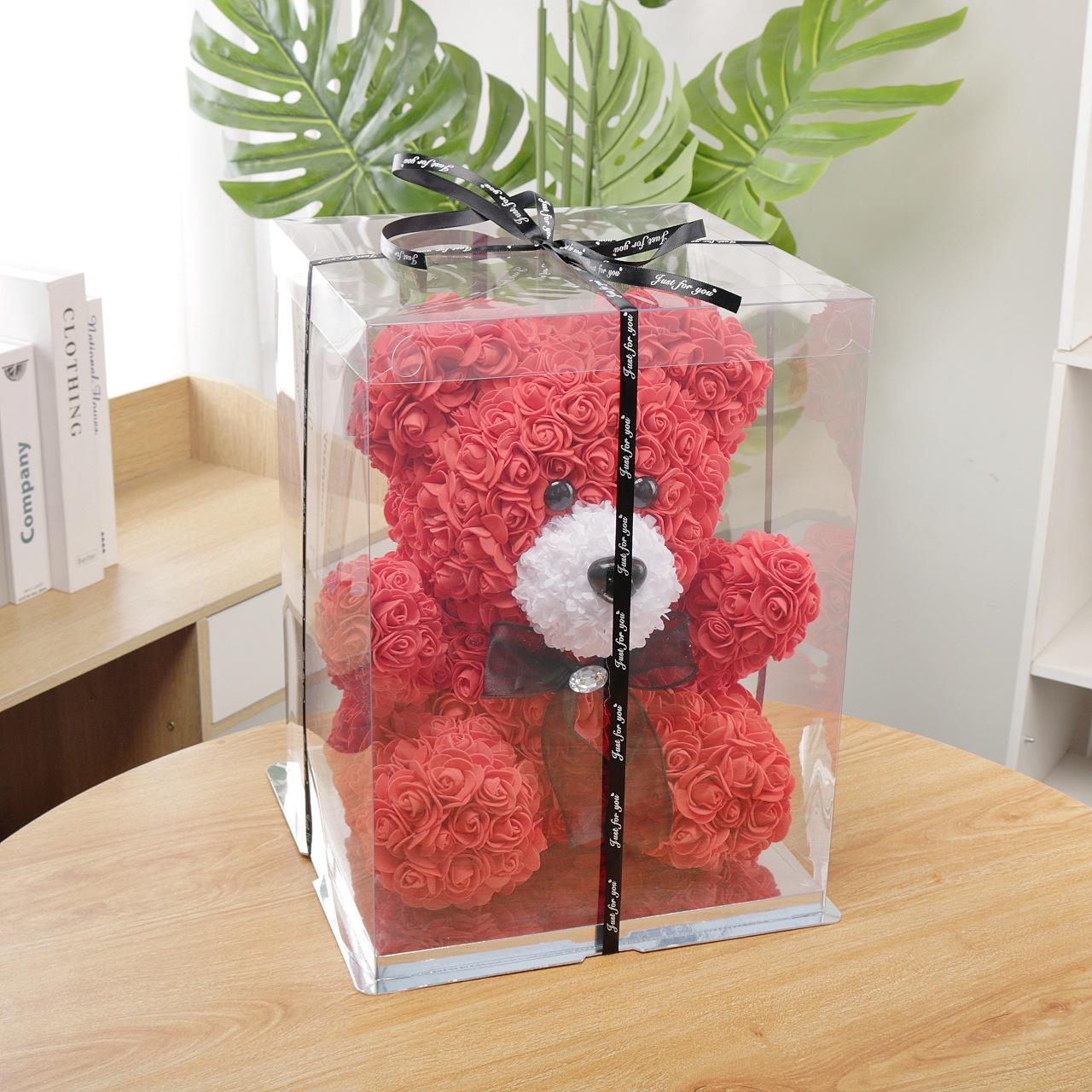 Oso de peluche + Caja de regalo de 40 cm + Lámpara roja