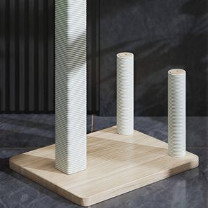 Bingkai panjat kayu mewah & Treadmill kayu Solid pohon kucing dengan goresan & roda latihan, stasiun bermain dalam ruangan tertinggi - Product Image 5