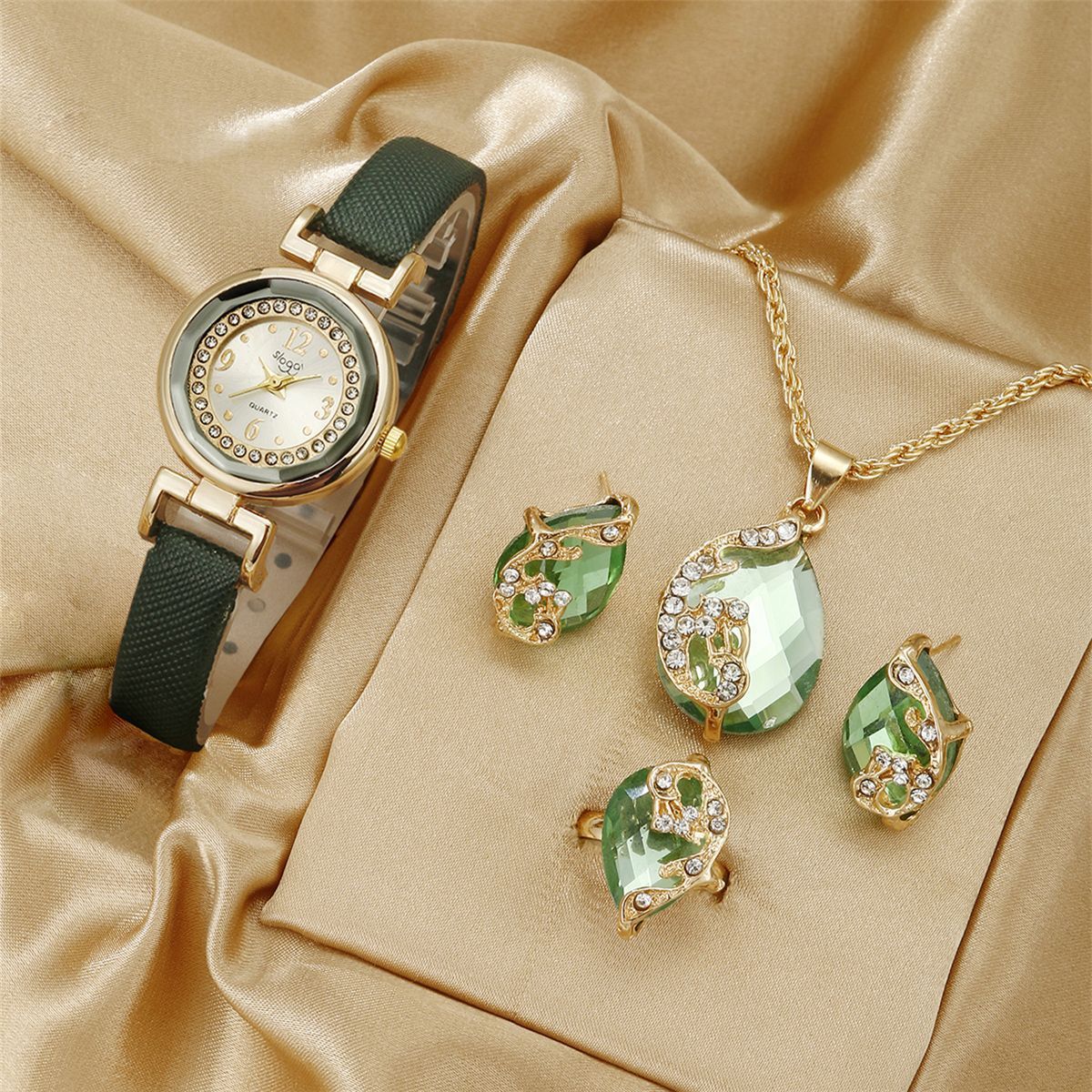 Green Peacock Jewelry Set