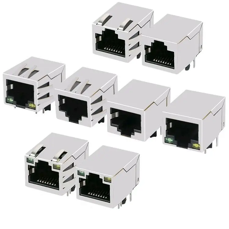 Ethernet LED RJ 45 Module blindé en métal Cat5e Cat6 Cat7 PCB 8P8C Connecteur Jack modulaire cat 7 prise RJ45 Connecteur femelle