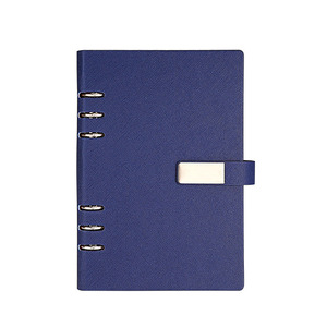 Venta al por mayor de cuero artificial a rayas cruzadas papel reciclado USB Flash Disk B5 Tapa dura logotipo personalizado diario cuaderno juegos de regalo - Product Image 6
