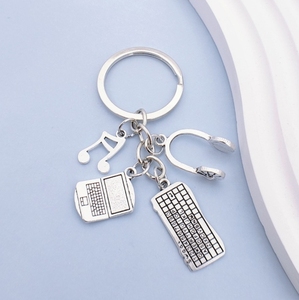 Europe and the United States Fashion Keyboard Mouse @ Headset DIY <strong>Key</strong> Chain Creative Computer Engineer Game Master <strong>Key</strong> - Product Image 6