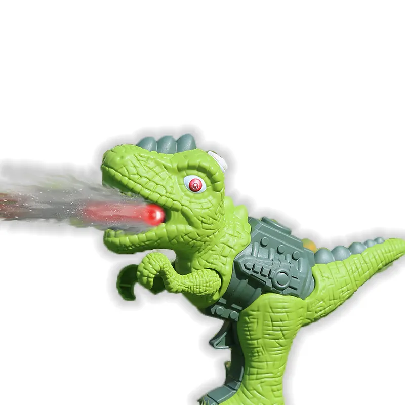 Venta al por mayor 3D plástico dinosaurio humo pistola Mini dibujos animados Animal prensa pistola de agua con sonido y luz al aire libre eléctrico niños juguete