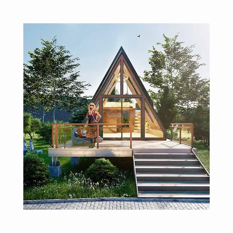 À prova de fogo e resistente ao calor, luxuosa casa de férias tipo A, casa de madeira triangular