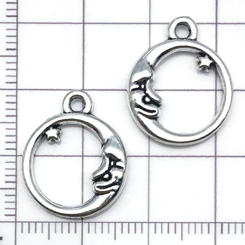 1 antique silver moon and star pendant - 1.5g - 16*19mm - 9064