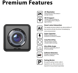 Mini 2 Inch Hidden Driving Recorder hd Car <strong>Camera</strong> <strong>with</strong> WiFi App Control Front 2K Dash Cam - Product Image 6