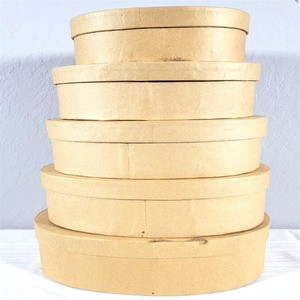 Scatole di nidificazione ovale su misura Mache' in carta con coperchi naturali da 11 1/4 da L a 7 "L - Product Image 1