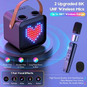 İki mikrofon ve ev ve dış mekan kullanımı için çok stil LED ışıkları ile SP-100 Karaoke Bluetooth akıllı hoparlör - Product Image 3