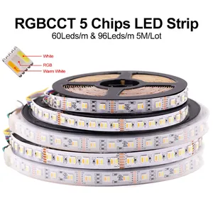 5M 12V 24V 6pin 5050 RGB + W + WW 5-in-1 çip RGBWW su geçirmez esnek 60 96Leds beyaz ışık zinciri RGBCT LED şerit ışık - Product Image 2