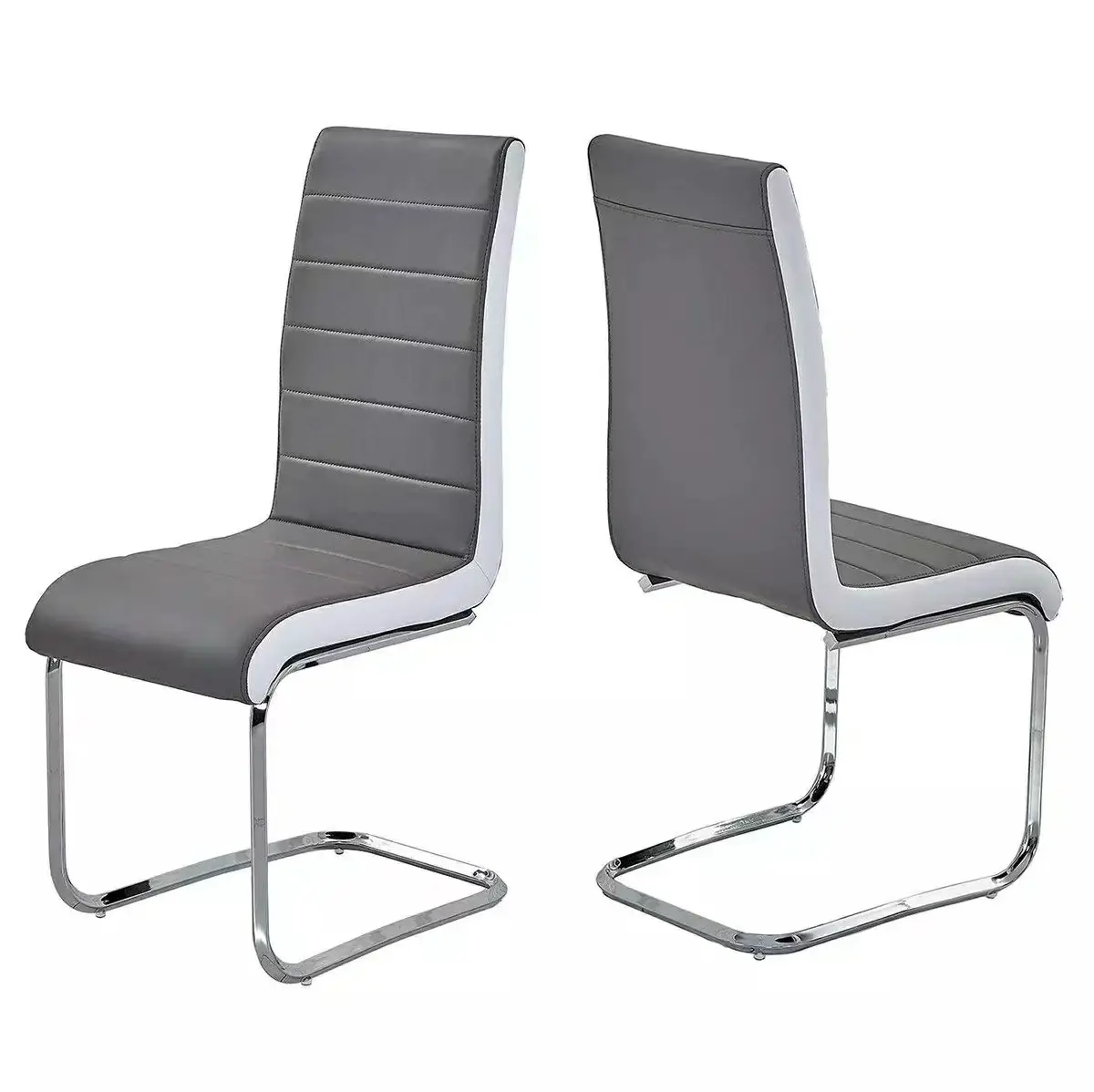 Free sample modern room luxury dining chair metal frame iron legs Chrome Modern indoor furniture PU dining chair .