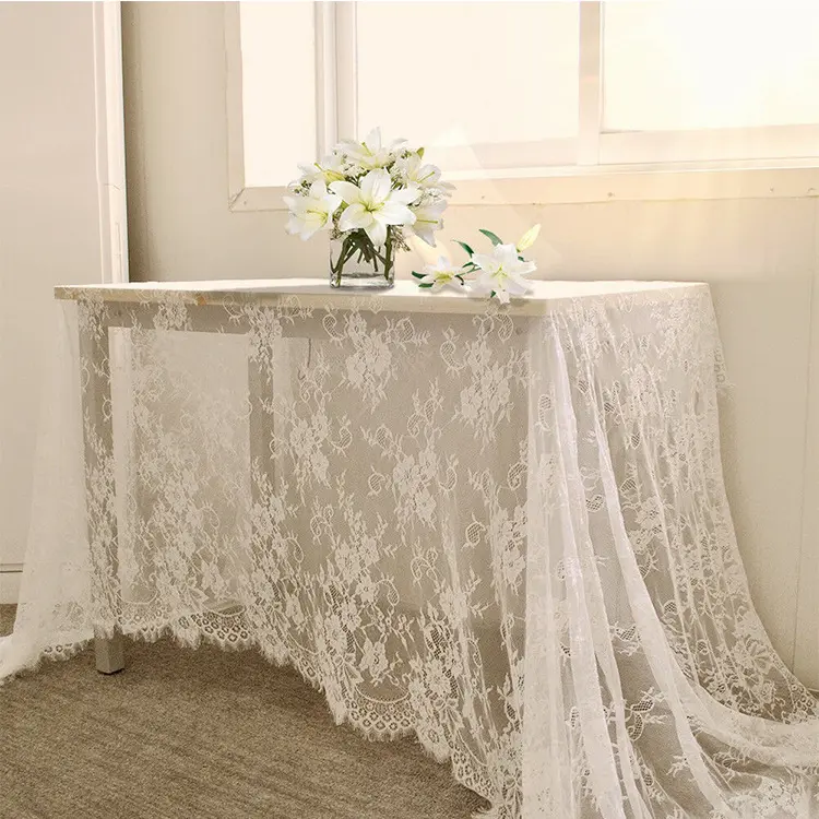 मेज़पोश सजावटी पर्दा सोफे दुल्हन लेस शादी की पोशाक सामान कपड़े कढ़ाई फीता सफेद