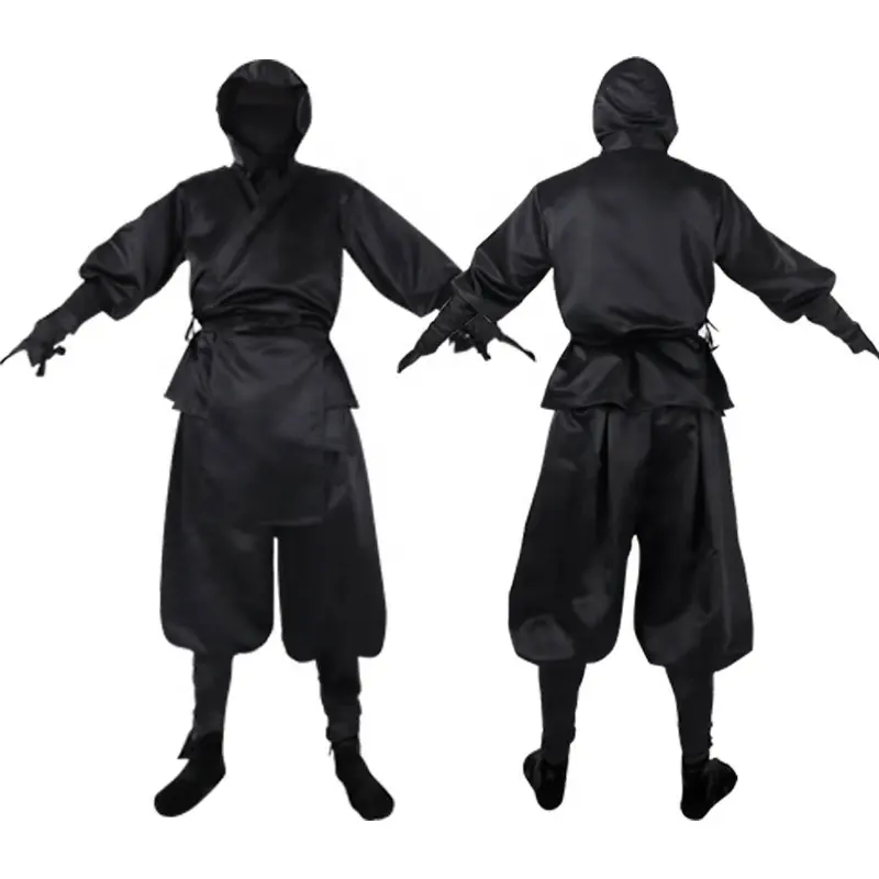 Disfraces de Halloween japoneses para adultos, ropa de Anime, traje Ninja negro, traje japonés