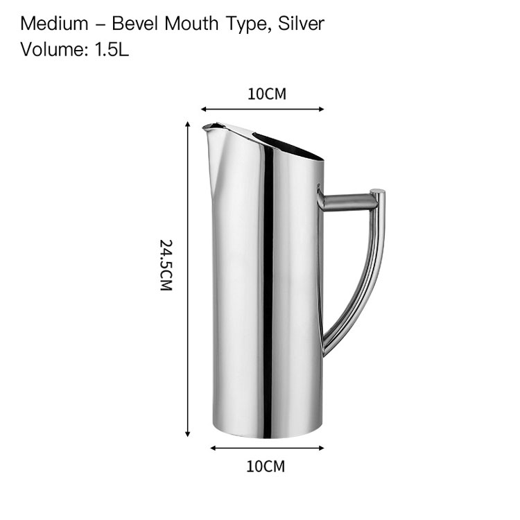 Type de bouche biseautée moyenne argentée de 1,5 L