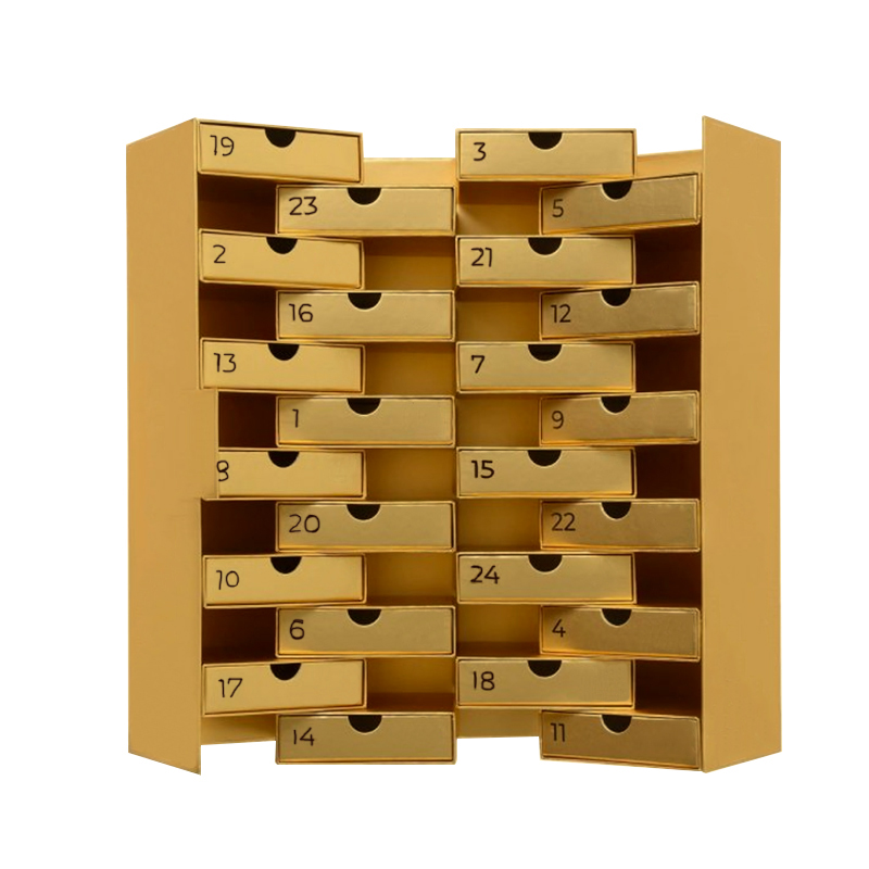 Boîte de calendrier de l'avent or 24 tiroirs