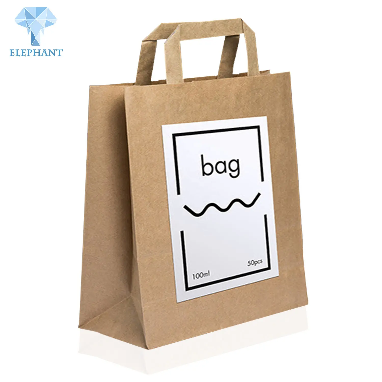 Custom Food Grade Baixo Custo Pastelaria Sanduíche De Pão Promoção Pequeno Takeaway Flat Handle Brown Kraft Food Paper Packaging Bag