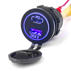 大功率65W PD Type-c插座 + QC3.0 USB电源插座快速充电汽车电源插座和彩色发光二极管环 - Product Image 2