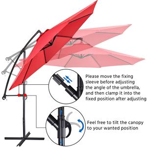 Simple Deluxe 10ft Adjustable Offset <strong>Umbrella</strong> Outdoor <strong>Market</strong> Cantilever Sun <strong>Umbrella</strong> 300cm <strong>Red</strong> for Garden Lawn Backyard and Deck - Product Image 5