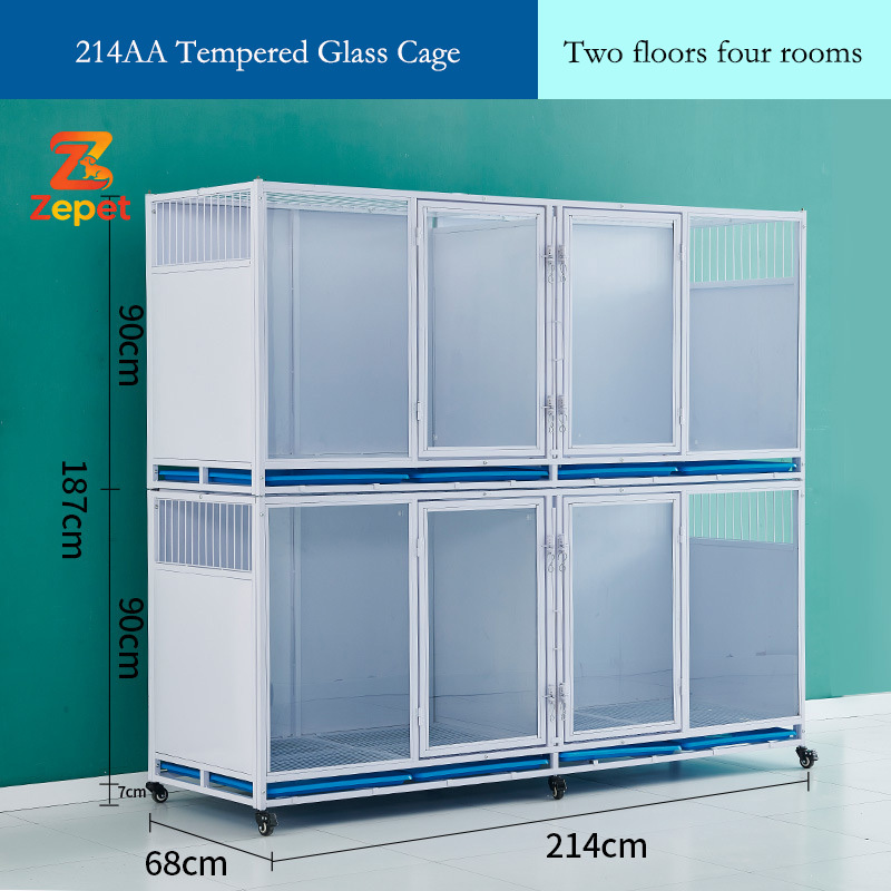 White tempered glass cage 214AA
