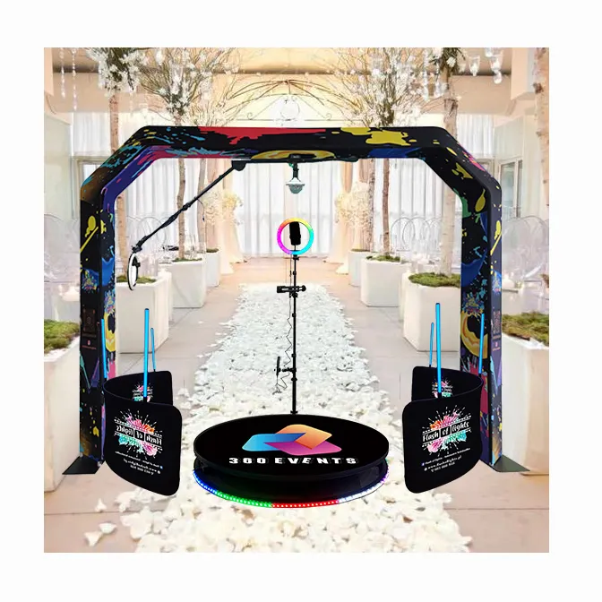 2024 New Design Overhead 360 Automatic Photo Booth Enclosure Backdrop Selfie Camera Top Spinner Photo Booth Sky 360 Video Booth