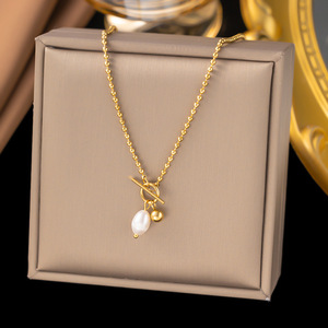 Paslanmaz çelik 18K altın zirkon inci kabuk katmanlı yonca kelebek kalp kolye kolye kadın çok katmanlı zincir kolye - Product Image 4