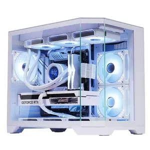 Yüksek kalite özel Logo MATX masaüstü oyun bilgisayarı durumda üç taraflı cam paneller ile yeni tasarım MicroATX PC durumda stokta - Product Image 3