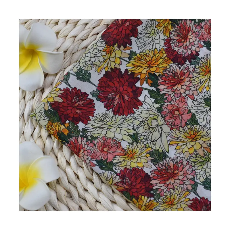 कोई MOQ नहीं कस्टम डिजिटल प्रिंटिंग सूती कपड़ा, 60 के दशक, 80 के दशक, 100 के दशक, सूती लॉन वॉयल लंदन शैली फूल पुष्प कपड़ा
