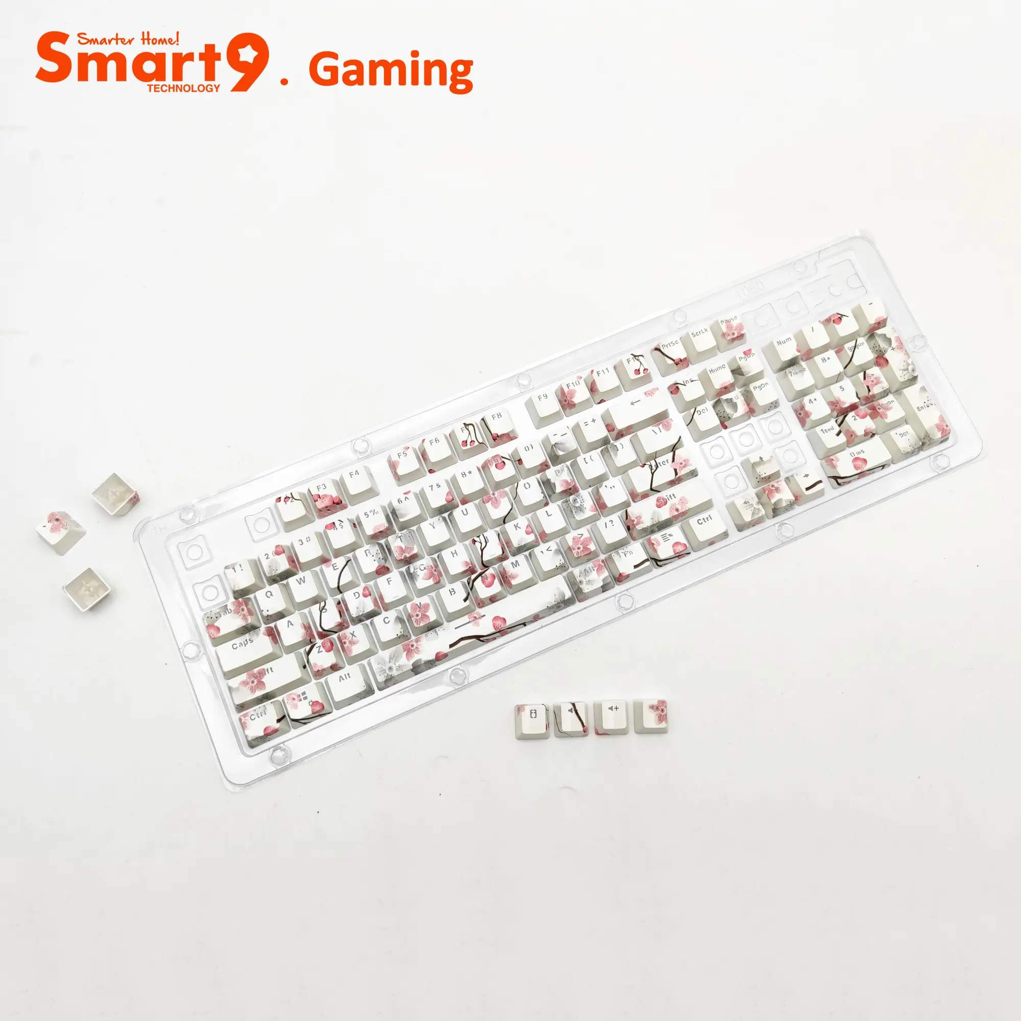 Portachiavi PBT Smart9 Sakura con stampa ad acqua per tastiere da gioco meccaniche Wireless cablate