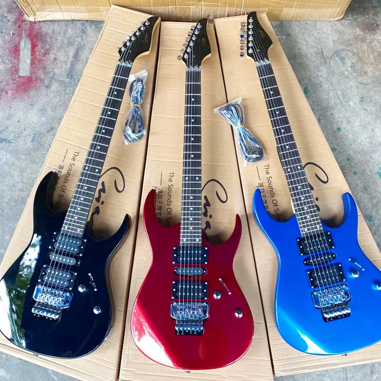 Vendita calda 24 tasti H-S-H pickup chitarra elettrica OEM 6 corde Floyd Rose style bridg chitarra elettronica chitarre all'ingrosso elettriche