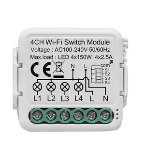 Sistema inteligente de automatización del hogar 100-240V AC Tuya Smart WiFi Módulo de mini interruptor de 4 canales con aplicación de control de PST-S04 - Product Image 1