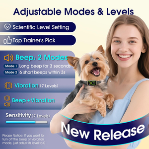 Có thể sạc lại tự động kiểm soát vỏ cây cổ áo cho tất cả các kích cỡ chó tùy chỉnh vàng không thấm nước an toàn beep rung chế độ 7 điều chỉnh - Product Image 3