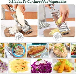 <strong>4</strong> in <strong>1</strong> <strong>Multi</strong>-functional Grater Stainless Steel Vegetable Cabbage Slicer Grater Handheld <strong>4</strong> Adjustable Blades Sets Shredder <strong>Cutter</strong>