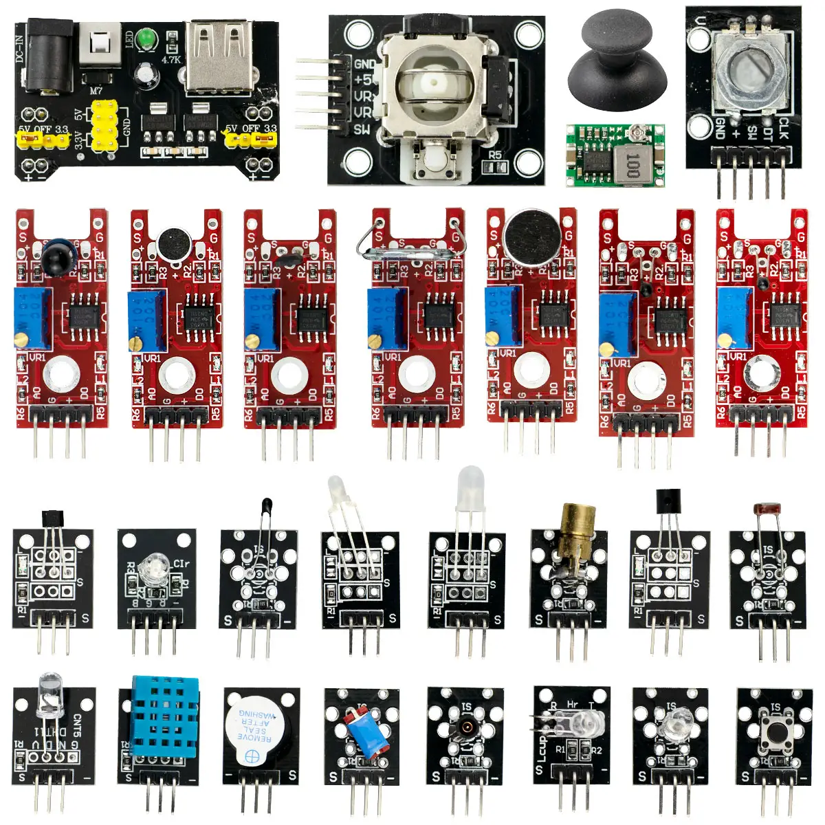 Kits de sensor wungfang, 45 modelos de 37 sensores entregues 37 sensores kit de compensador de elétron modelo de desenvolvimento de circuito integrado