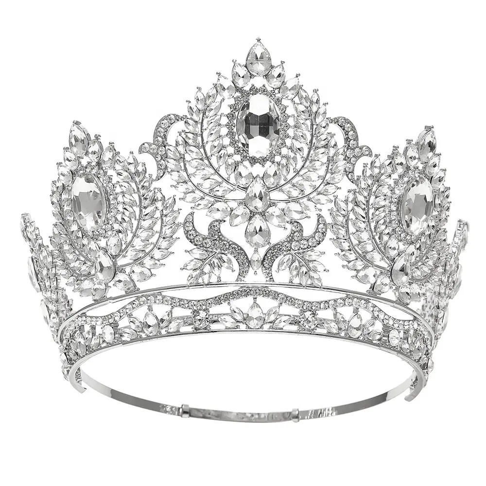 Atacado grande coroa de diamantes tiara concurso de beleza miss mundo universo princesa nupcial casamento aniversário cristais acessório de cabelo