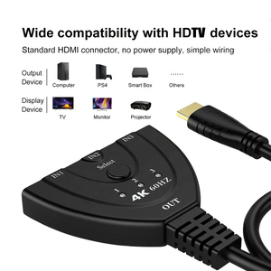 4K 60Hzビデオスイッチャスプリッター3ポート3-1オートコンバーターケーブルHDTVスプリッターコンバータDVDスクリーン用 - Product Image 6