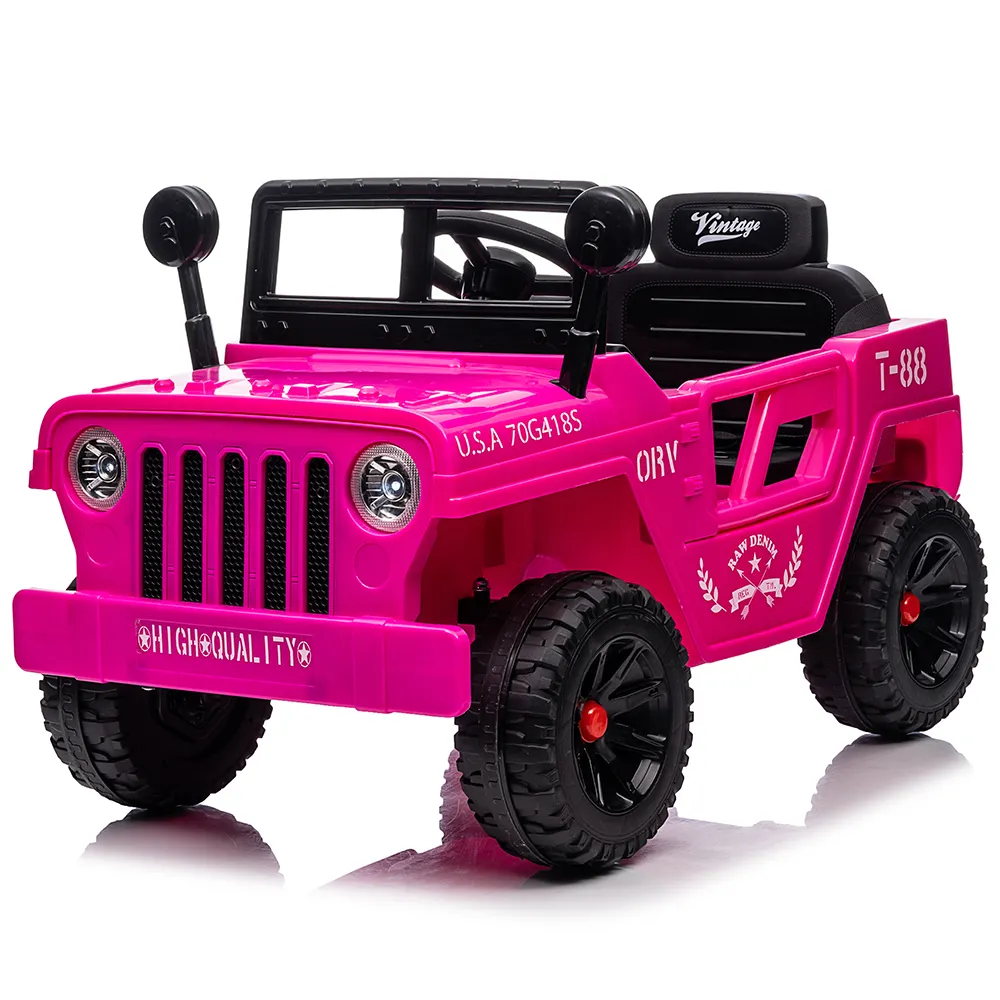 Mobil tenaga baterai listrik Off-Road 12V Remote Control mobil listrik berlisensi anak-anak mobil berkendara merah muda untuk 5 tahun anak laki-laki anak perempuan
