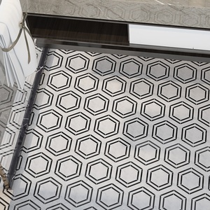 Bianco Carrara hỗn hợp MARQUINA mài giũa hình lục giác Carrara khảm gạch hình lục giác khảm sàn nhà máy Thái Lan - Product Image 1