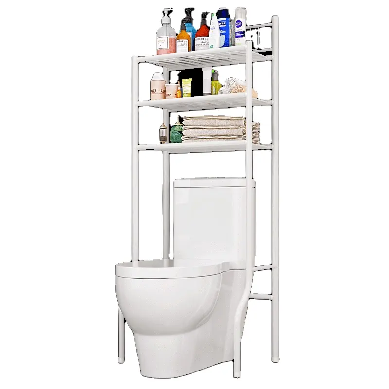 Étagère de rangement en métal à 3 niveaux, multifonctionnel, pour salle de bain, au dessus des toilettes, machine à laver, économie d'espace, pour la salle de bain