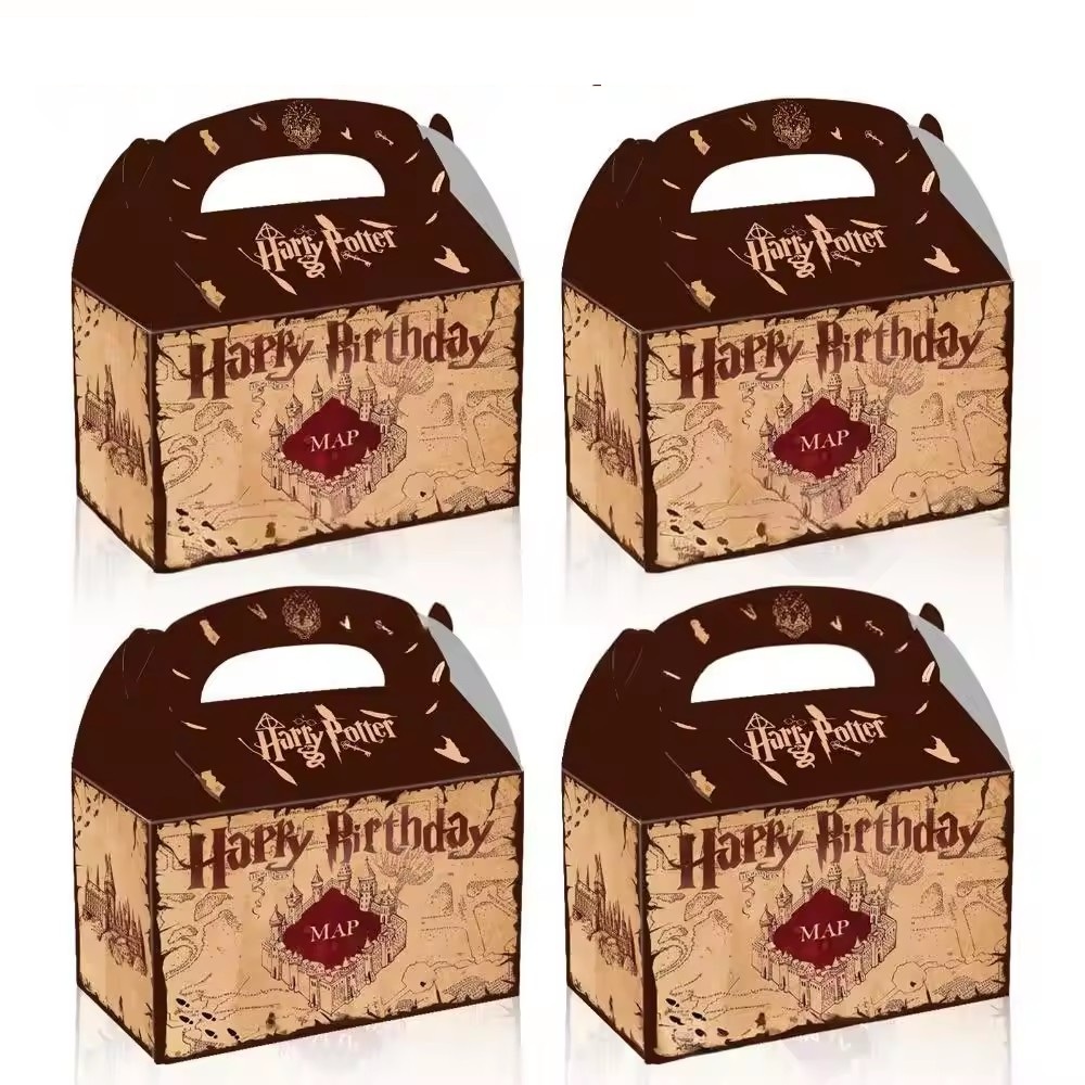 Caja de regalo marrón amarillento con asa - 12 unidades